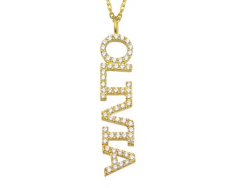 Diamond Name Necklace / 14k Personalized Diamond Name Necklace / Personalized Diamond Letter Necklace / Birthday Gift / Diamond Gift Ideas
