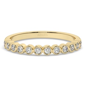 Bezel Set Diamond Wedding Band / 0.25 - 1 CT Bezel Set Halfwaty Eternity Wedding Ring / Diamond Anniversary Ring / Wedding Gift