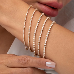 Three Prong Diamond Tennis Bracelet / 14k Gold Diamond Tennis Bracelet / 1.3 - 4.3 ct Diamond Tennis Bracelet / Fancy Minimalist Bracelet