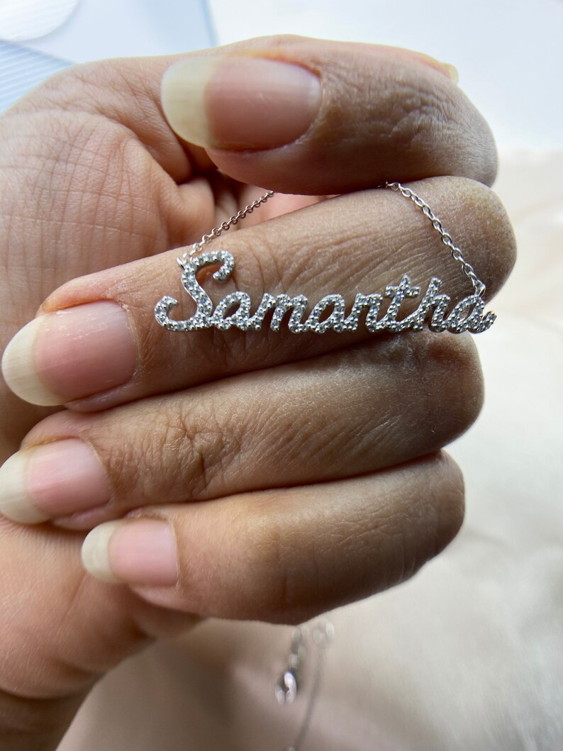 Diamond Name Necklace / 14k Personalized Diamond Name Necklace Etsy