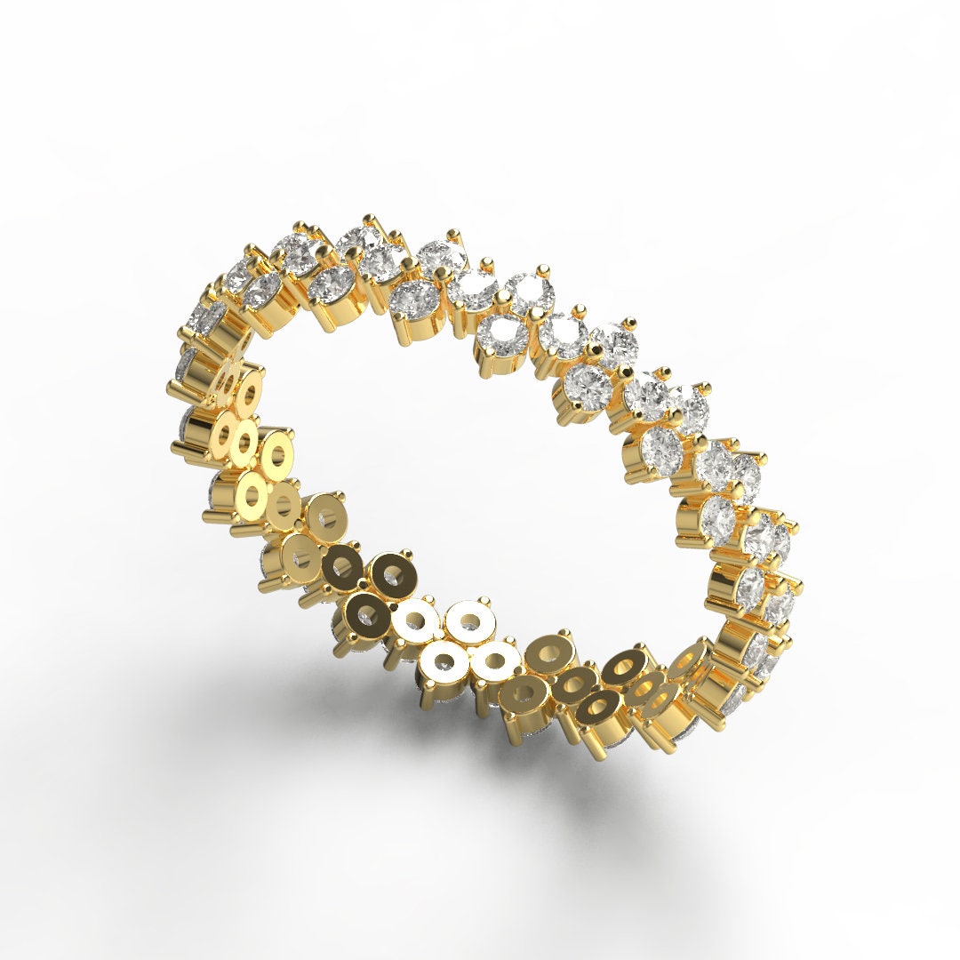 Diamond Eternity Wedding Band / 14k Gold Round Diamond Engagement Ring ...