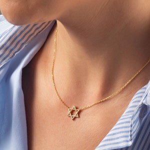 Diamond Star Of David Necklace / 14k Gold and Diamond Star of David Necklace / Star of David Necklace