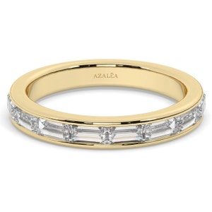 1 CT Baguette Diamond Wedding Band / Channel Set Baguette Half Eternity Ring / 1 CT Baguette Eternity Band / Anniversary Gift / Promise Ring