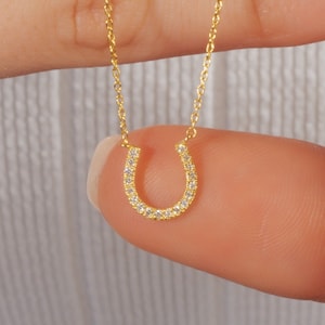 Diamond Horseshoe Necklace / 14k Gold Diamond Horseshoe Necklace / Layer Necklace / Birthday Gift / Graduation Gift / Anniversary Gift