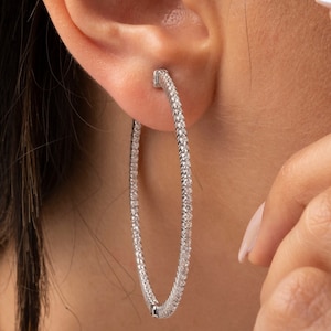 14k Gold Inside Out Diamond Hoop Earrings (0.90-2.3 CARAT)