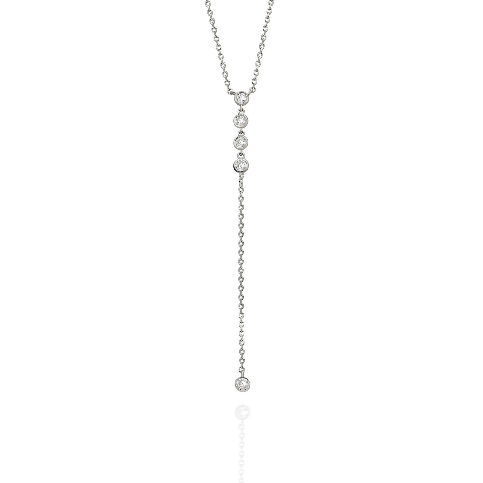 Diamond Lariat Necklace / 14kgold and Diamond Lariat Necklace | Etsy