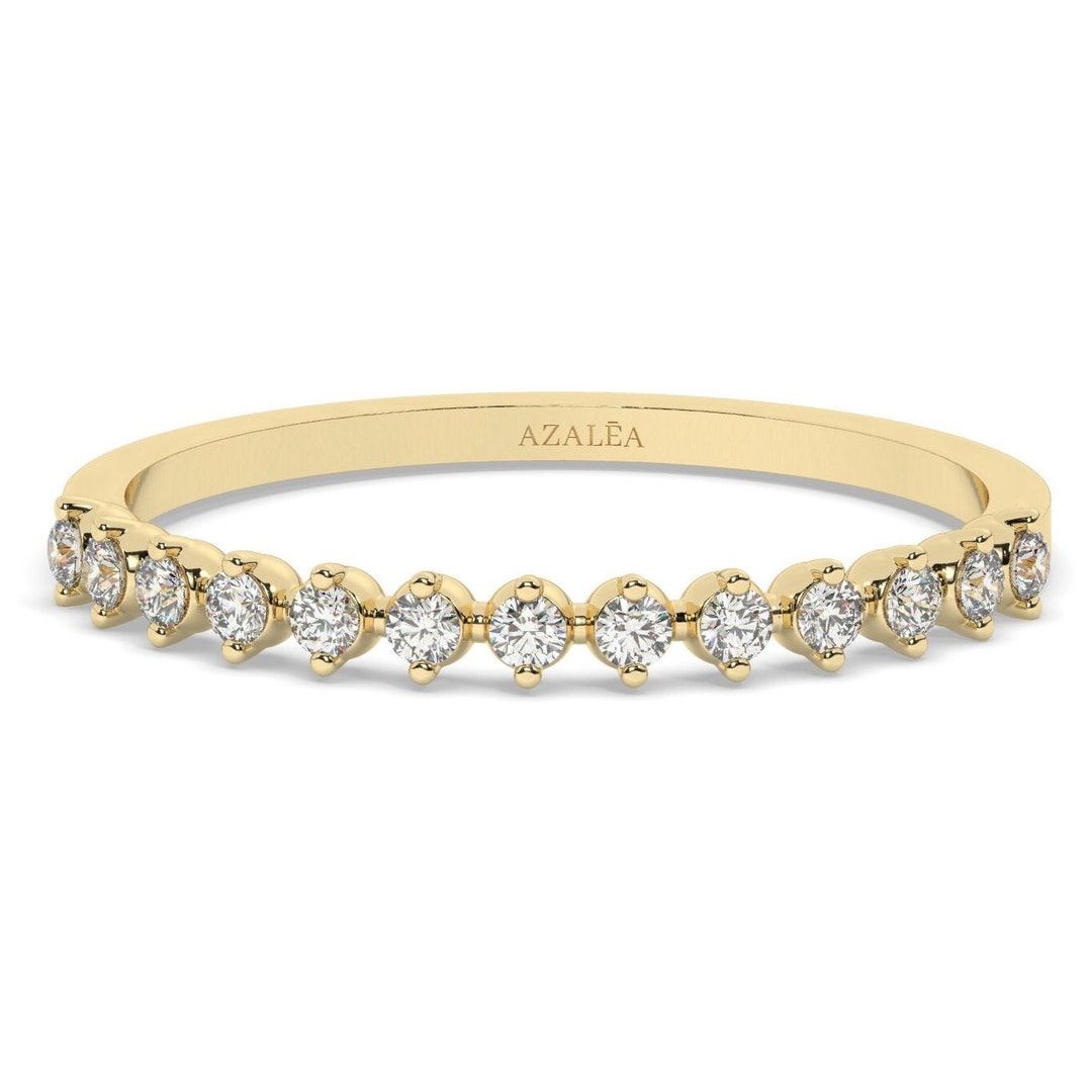 Diamond Half Eternity Wedding Ring / 14k 10k 18k Gold Round Diamond ...