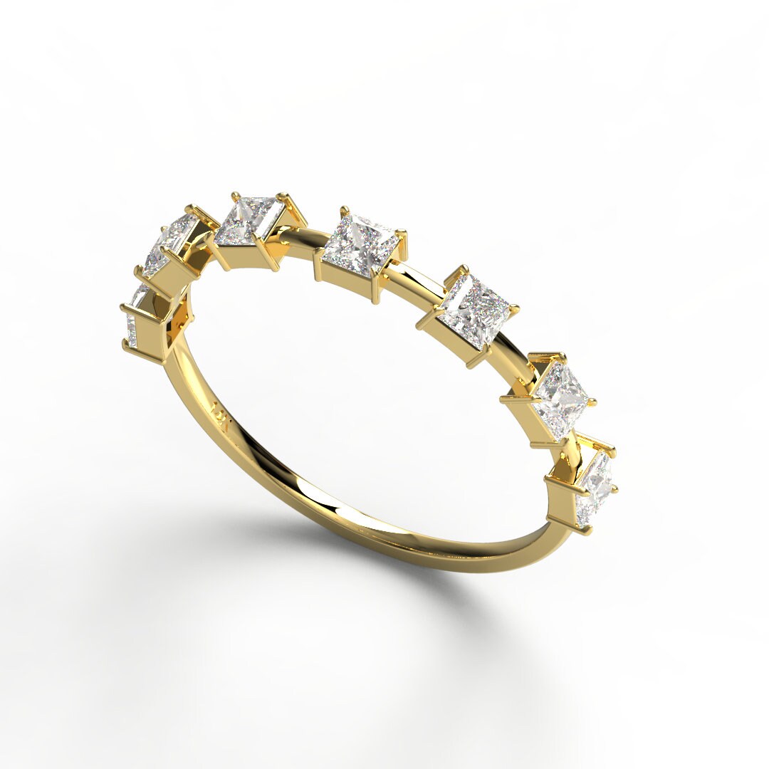 Princess Diamond Wedding Ring / 14k Gold Princess Diamond | Etsy