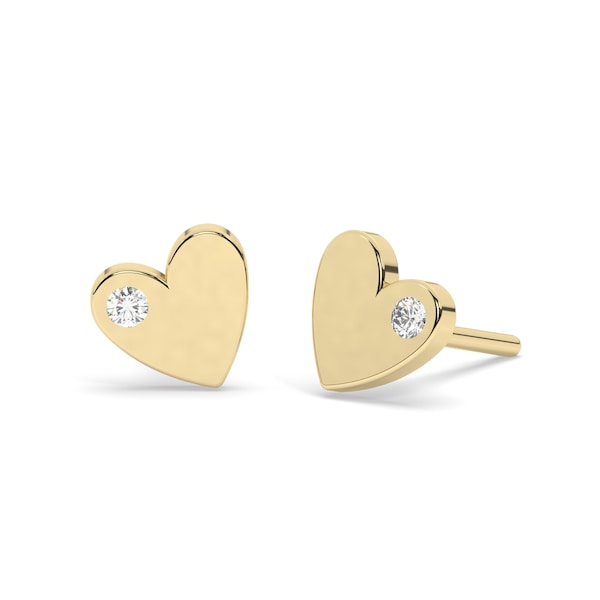 Diamante Heart Studs - 14K Gold Plated