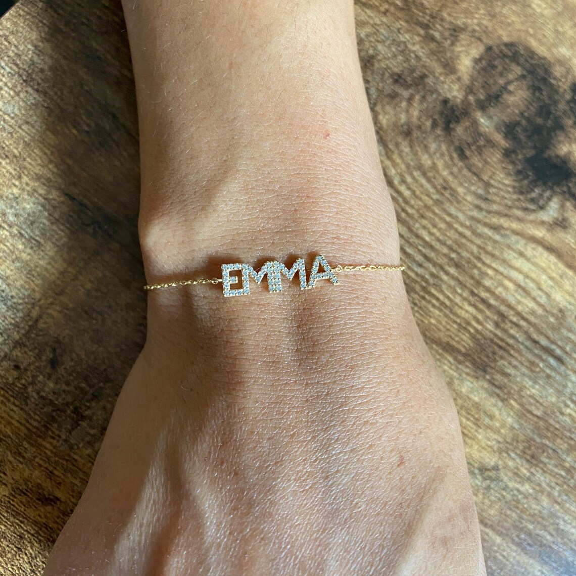 Diamond Name Bracelet / 14k Personalized Diamond Name Bracelet Etsy