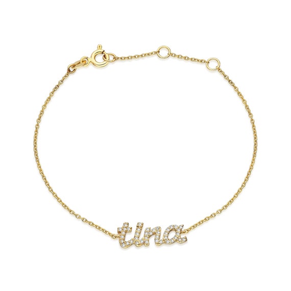 14K Yellow Gold Mini Initial H Bracelet