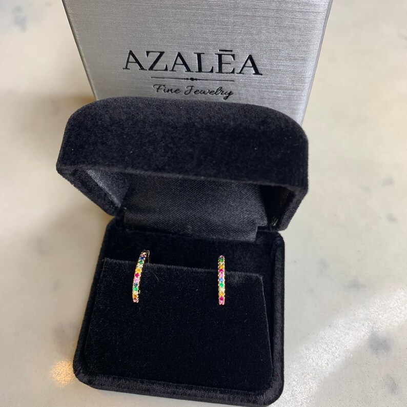 Rainbow Hoop Earrings 14k Gold Multi Color Hoop Earrings Anniversary Gift Birthday Gift Graduation Gift Bridal Gift Wedding Gift