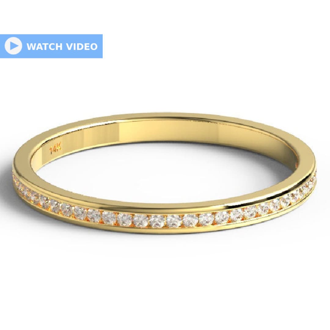 Diamond Wedding Band / 14k Gold Half Eternity Channel Set Diamond ...