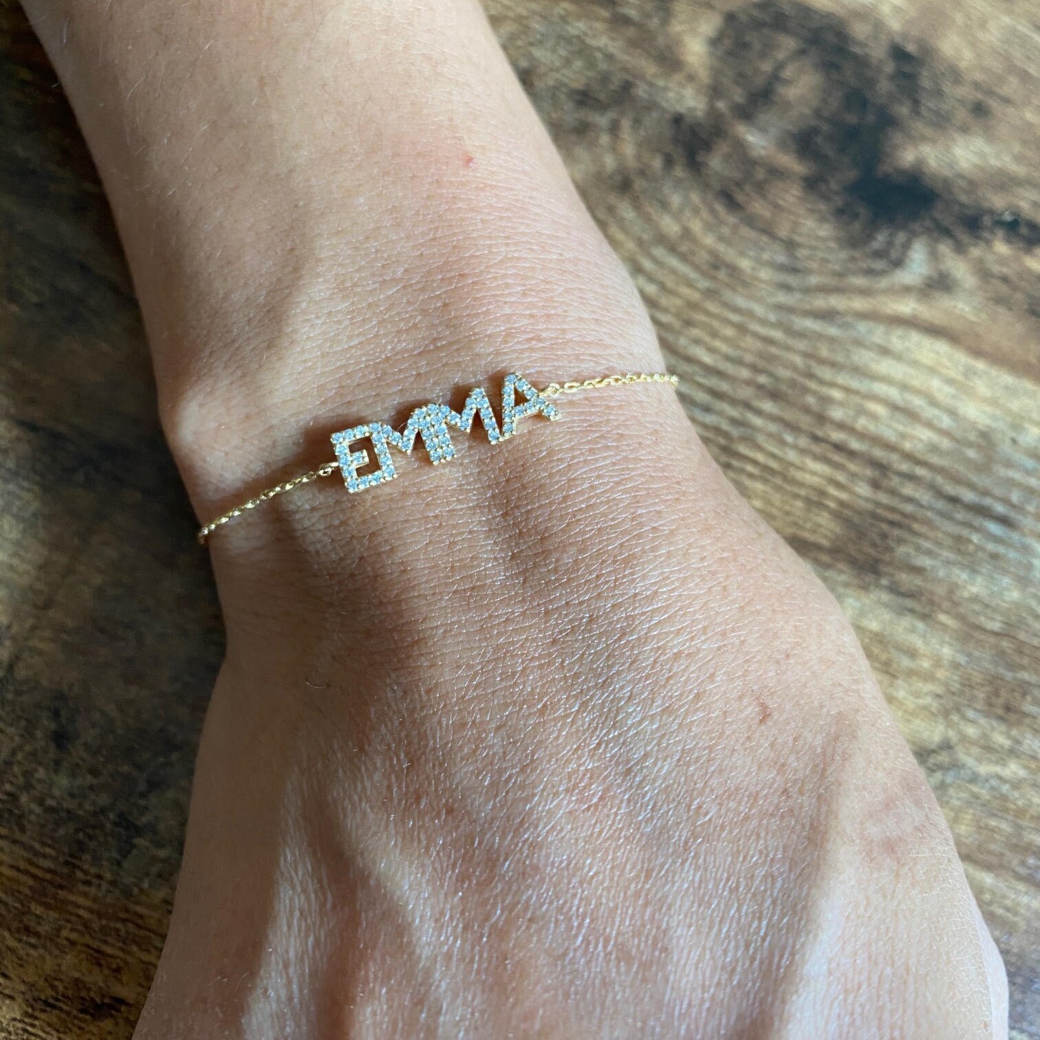 Diamond Name Bracelet / 14k Personalized Diamond Name Bracelet Etsy