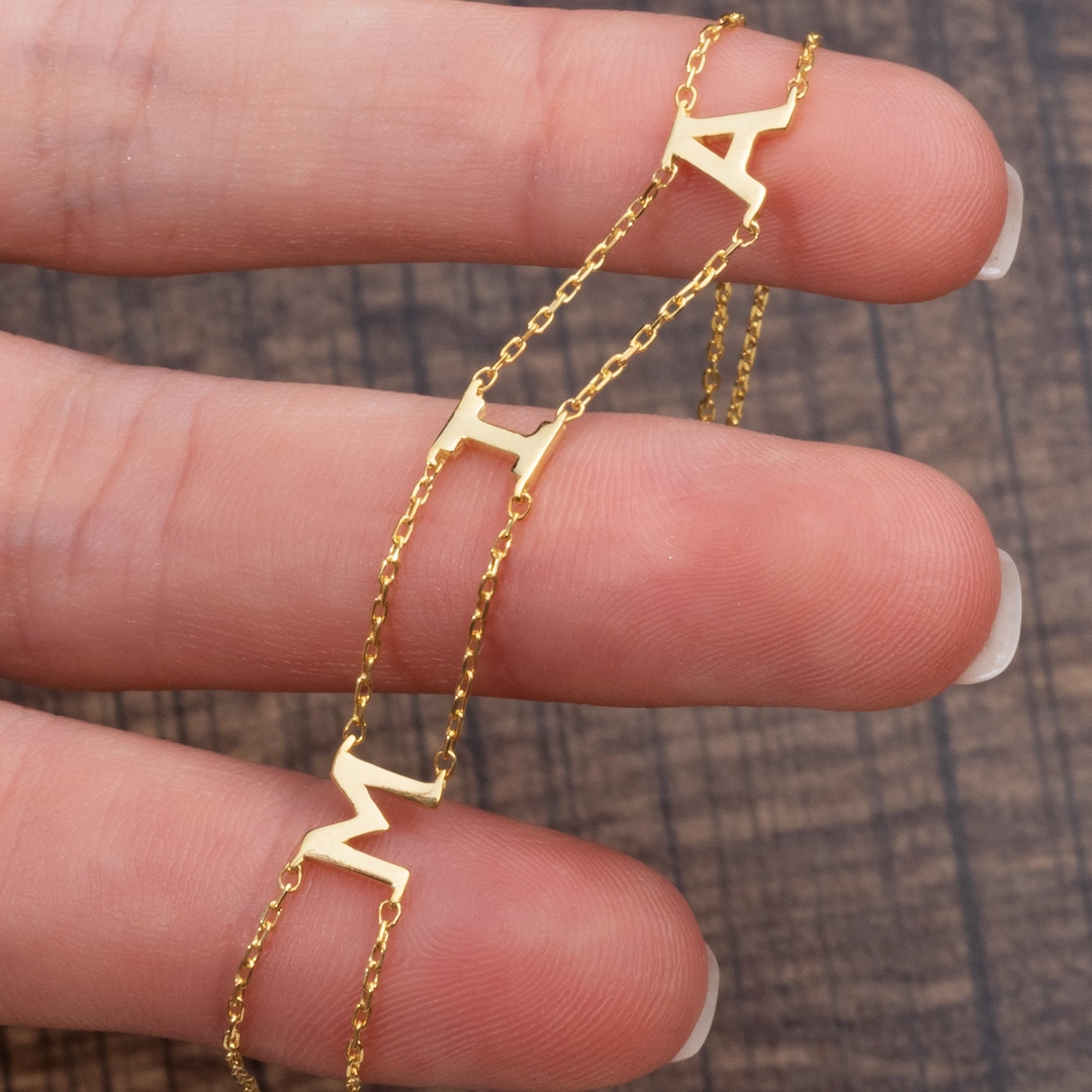 14k Gold Name Bracelet / Initial Bracelet / Personalized Initial