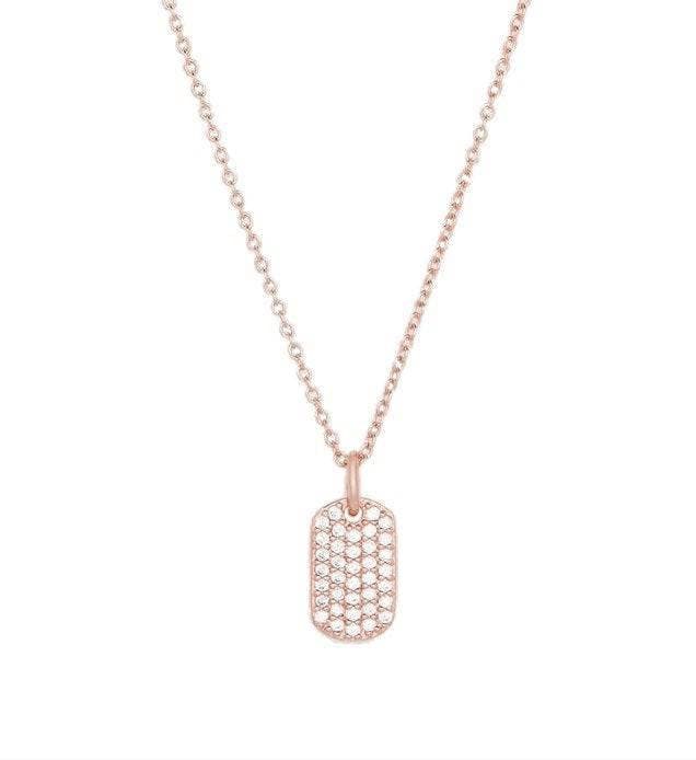 Diamond dog tag necklace gold top