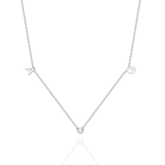 2 initial necklace white cheap gold