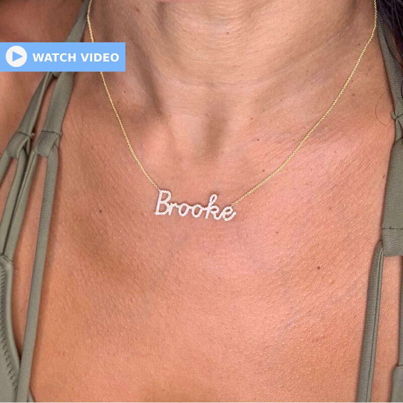 Diamond Name Necklace / 14k Personalized Diamond Name Necklace / Pers…