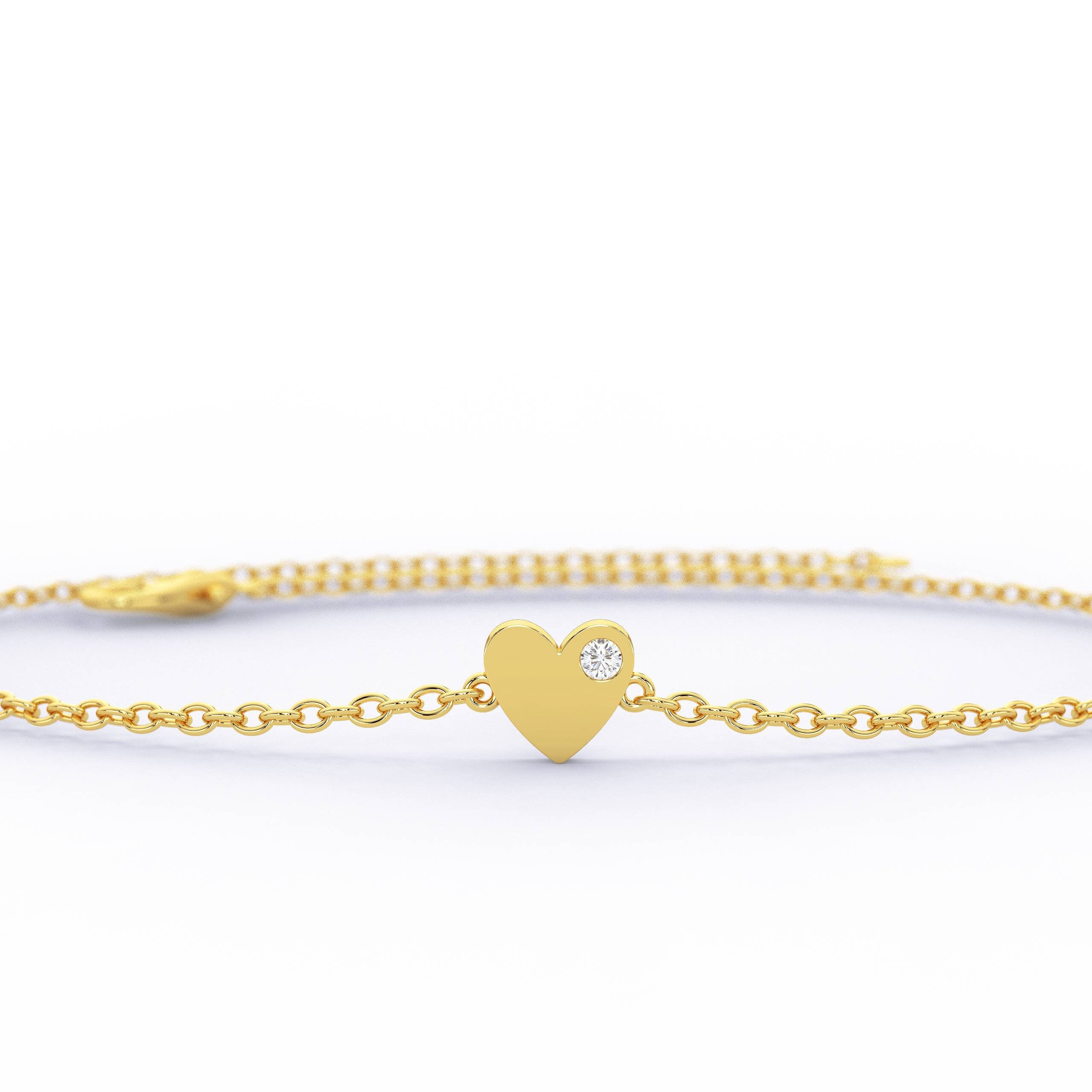 Diamond Heart Bracelet / Mini Heart Bracelet / Dainty Heart