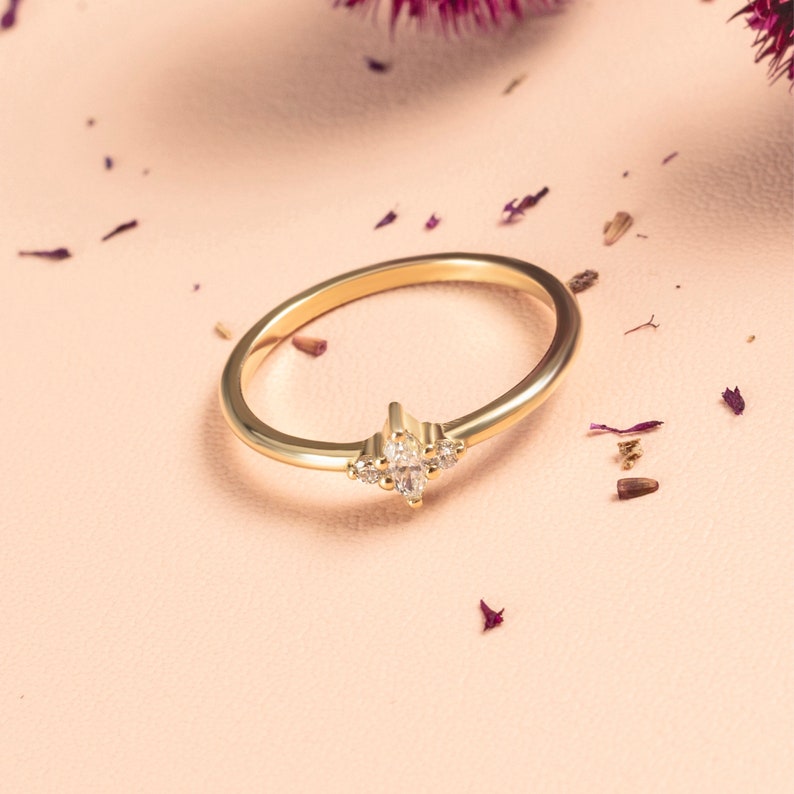 Marquise Diamond Stacking Ring 14k Gold Marquise Diamond Ring Diamond Engagement Ring Wedding Ring Bridal Gift Birthday Gift