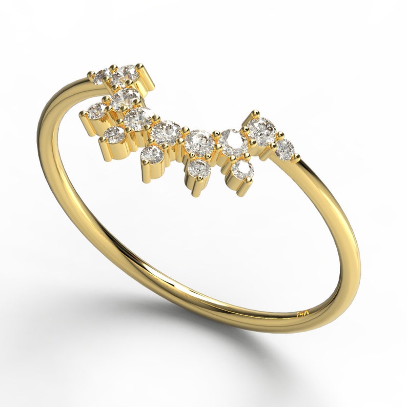 Curved Diamond Wedding Ring 14k Gold Curved Diamond Wedding Band Stacking Ring Anniversary Ring Bridal Gift Diamond Gift Ideas