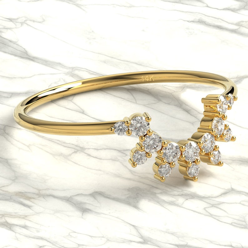 Curved Diamond Wedding Ring 14k Gold Curved Diamond Wedding Band Stacking Ring Anniversary Ring Bridal Gift Diamond Gift Ideas