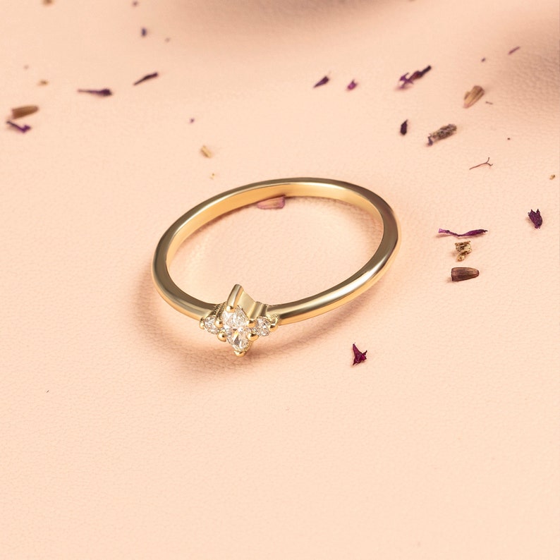 Marquise Diamond Stacking Ring 14k Gold Marquise Diamond Ring Diamond Engagement Ring Wedding Ring Bridal Gift Birthday Gift
