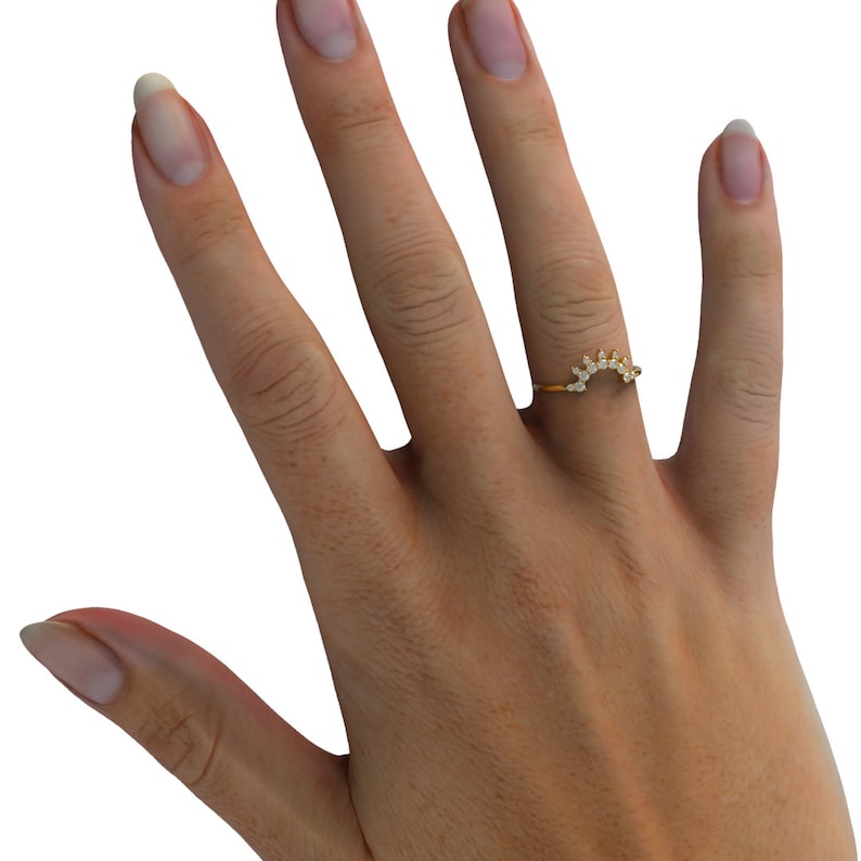 Curved Diamond Wedding Ring 14k Gold Curved Diamond Wedding Band Stacking Ring Anniversary Ring Bridal Gift Diamond Gift Ideas