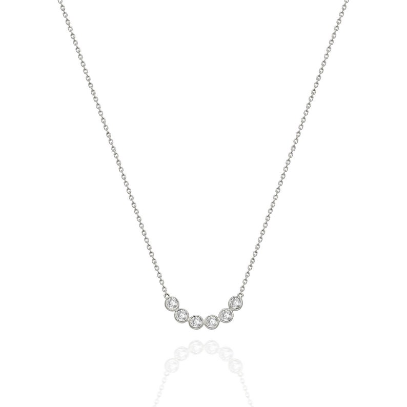 Diamond Curved Bar Necklace / 14k Gold Bezel Set Diamond | Etsy