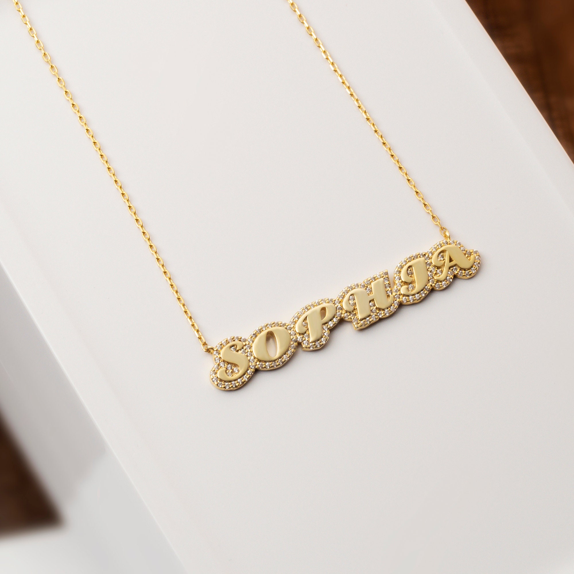 Diamond Name Necklace / 14k Personalized Diamond Name Necklace ...