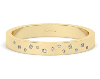 Bague empilable sertie à fleur, diamant de laboratoire ou naturel, 0,12 ct TW, or massif