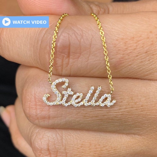 Diamond Name Necklace Handcrafted Necklace Personalized Etsy