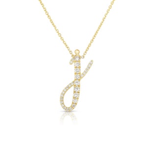 Diamond Lowecase Initial Necklace / 14k Personalized Pave Diamond Initial Necklace / Birthday Gift / Anniversary Gift / Graduation Gift