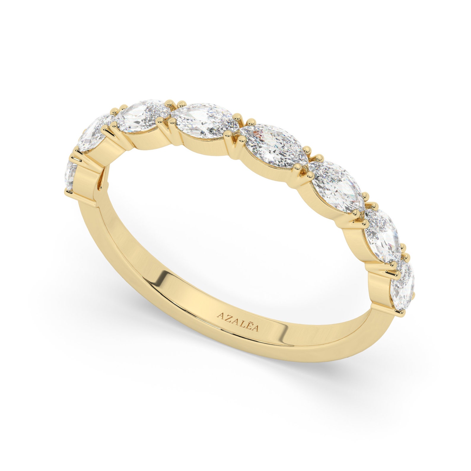 14k Gold Marquise Diamond Wedding Band / 10k 18k Marquise Eternity Ring ...