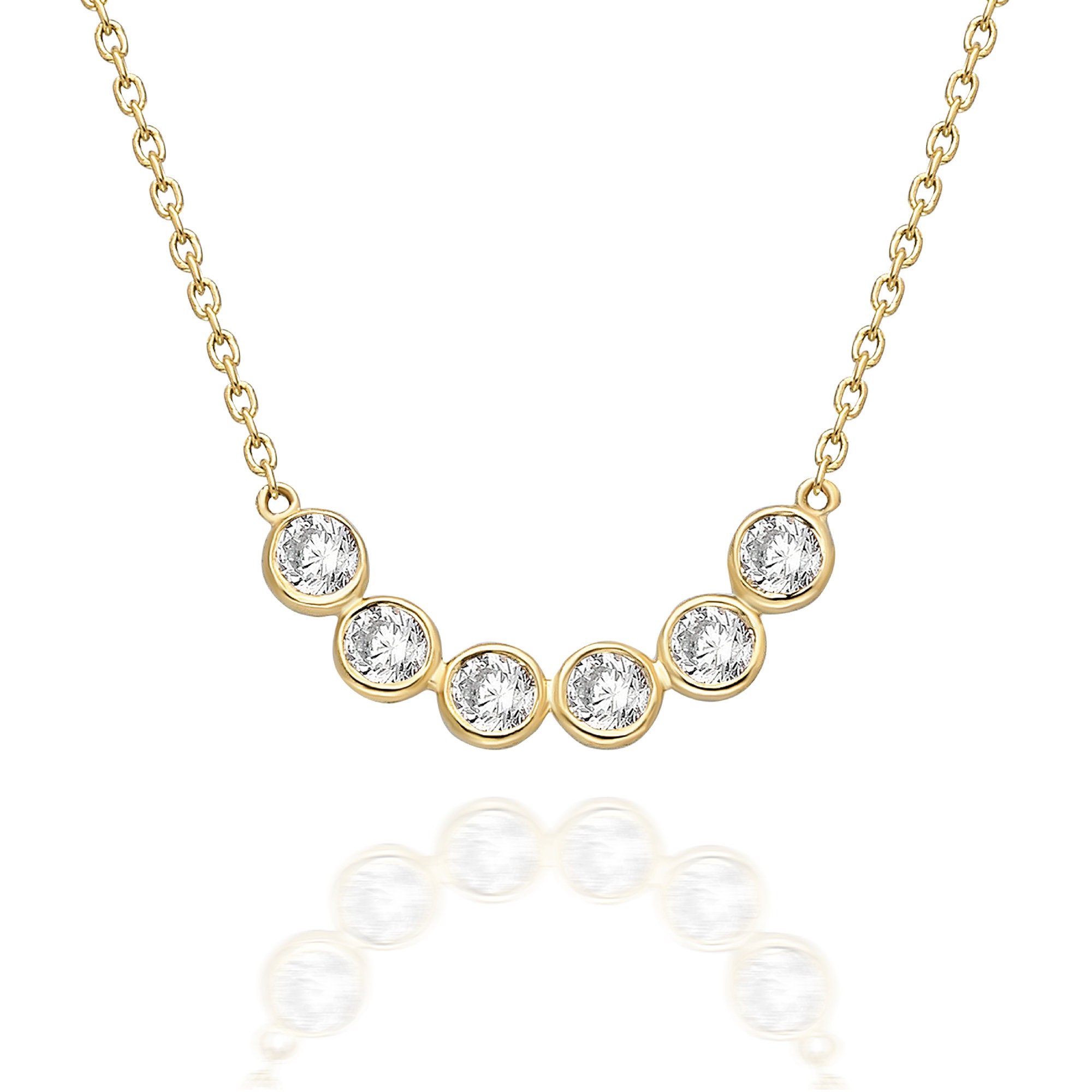 Diamond Curved Bar Necklace / 14k Gold Bezel Set Diamond - Etsy