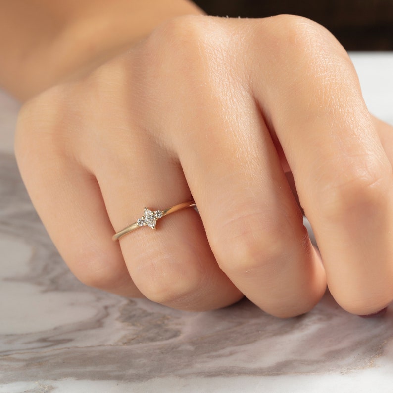 Marquise Diamond Stacking Ring 14k Gold Marquise Diamond Ring Diamond Engagement Ring Wedding Ring Bridal Gift Birthday Gift