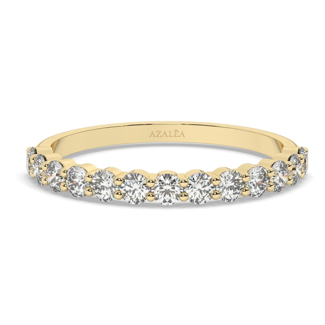 Diamond Half Eternity Wedding Band / 0.50 - 1 CT 14k Gold Double Prong ...