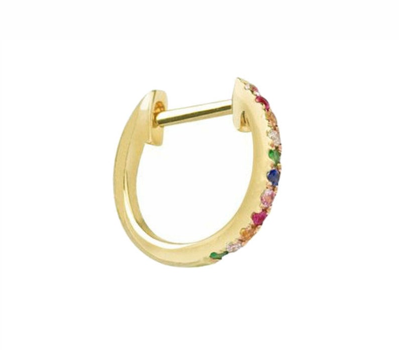 Rainbow Hoop Earrings 14k Gold Multi Color Hoop Earrings Anniversary Gift Birthday Gift Graduation Gift Bridal Gift Wedding Gift