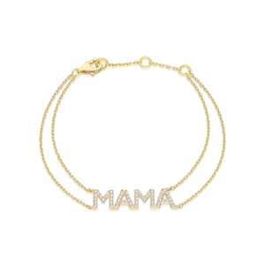 Diamond Name Bracelet / 14k Personalized Diamond Name Bracelet / Personalized Diamond Letter Bracelet / MAMA Bracelet / Mother&#39;s Day Gift