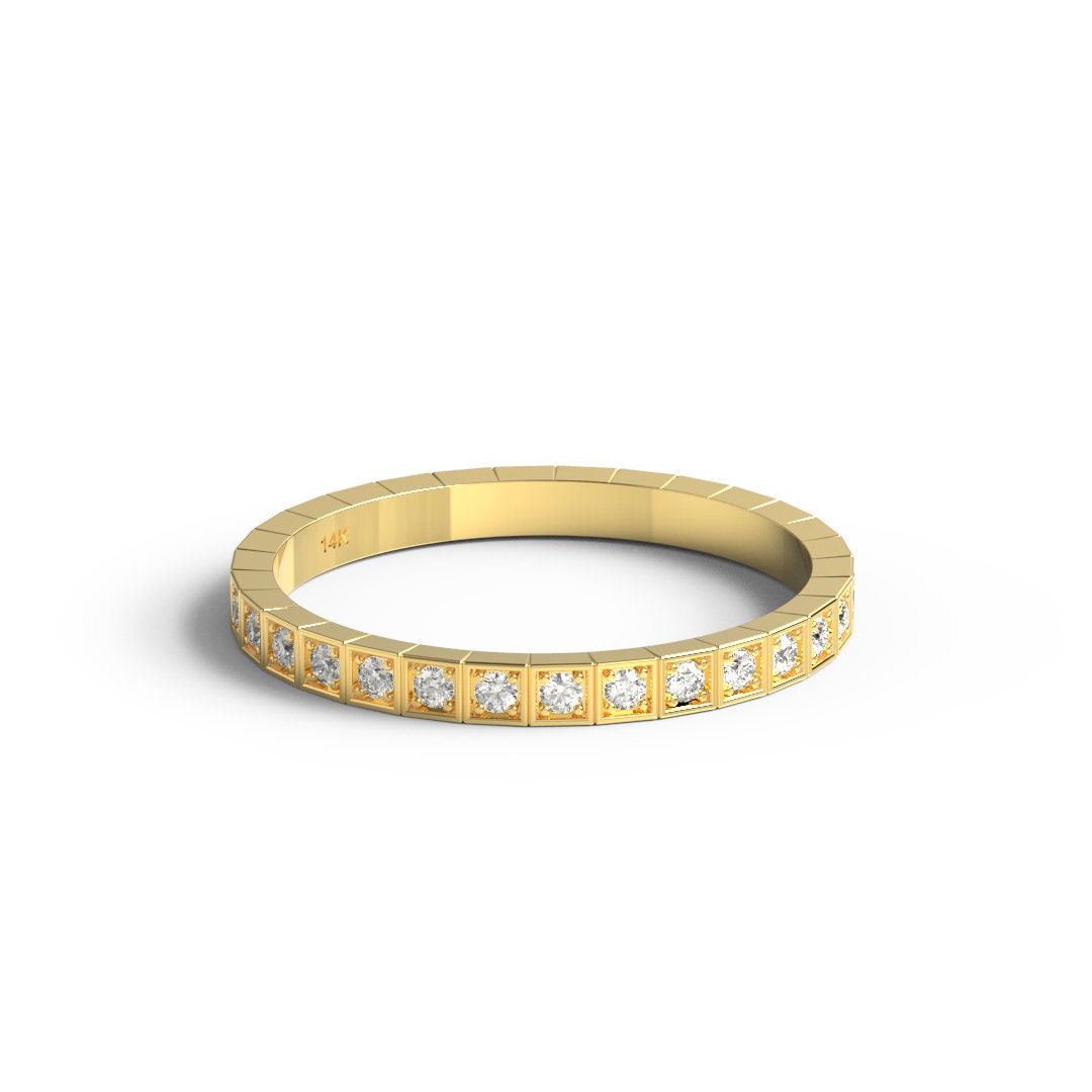 Diamond Wedding Band / 14k Gold Diamond Eternity Wedding Ring ...