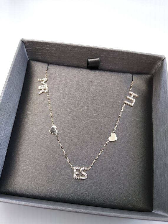 Diamond Initial Necklace 14K Yellow Gold / 16' - 18 Adjustable +$25