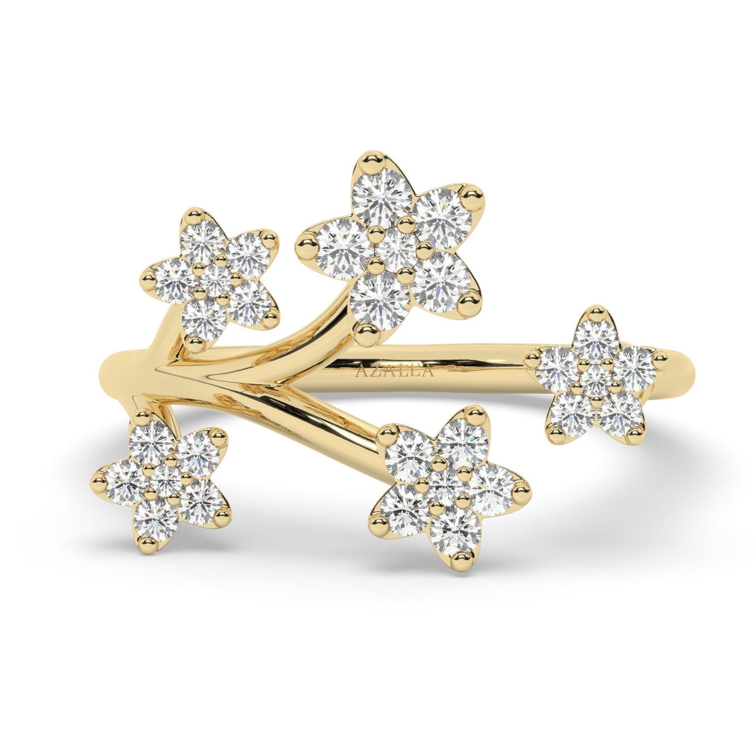 Floral Diamond Ring / 14k 10k 18k Gold Flower Ring / Daisy Diamond ...