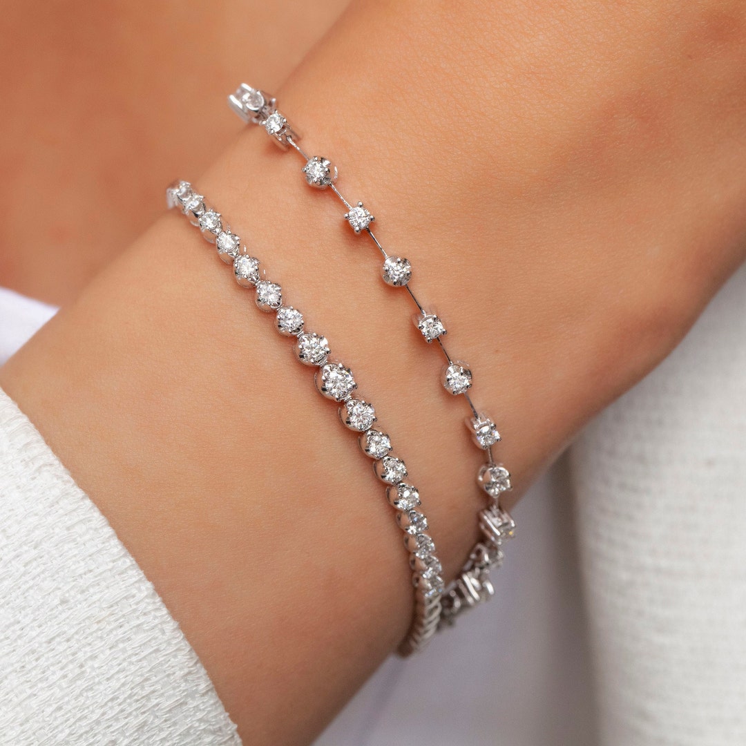 Diamond Spaced Out Tennis Bracelet / 14k Classic Diamond Bracelet