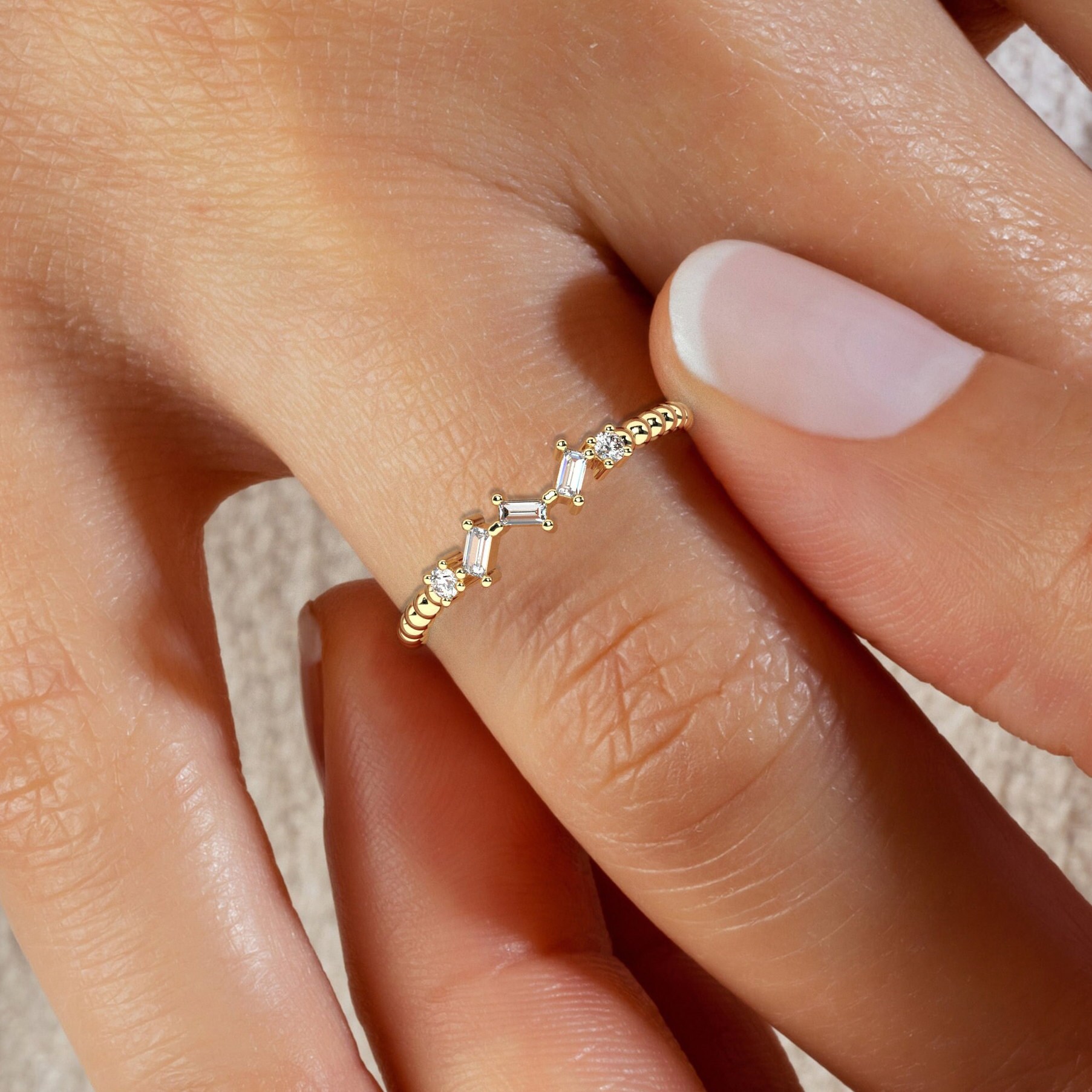 Baguette diamond stacking ring best sale