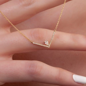Gems of Distinction 14K Gold 0.25ctw Diamond Chevron Pendant w/ Chain