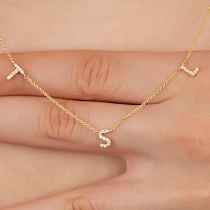 Diamond Initial Necklace / 14k Personalized Pave Diamond Initial Necklace / Diamond Name Necklace / Anniversary Gift / Graduation Gift image 3