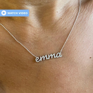 Diamond Name Necklace / 14k Personalized Diamond Name Necklace / Personalized Diamond Letter Necklace / Birthday Gift / Diamond Gift Ideas
