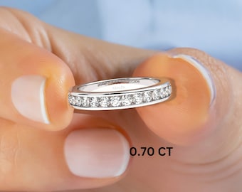 0.25 - 0.70 CT Channel Set Half Eternity Band / 14k Gold Channel Set Half Eternity Diamond Wedding Ring / Diamond Anniversary Ring