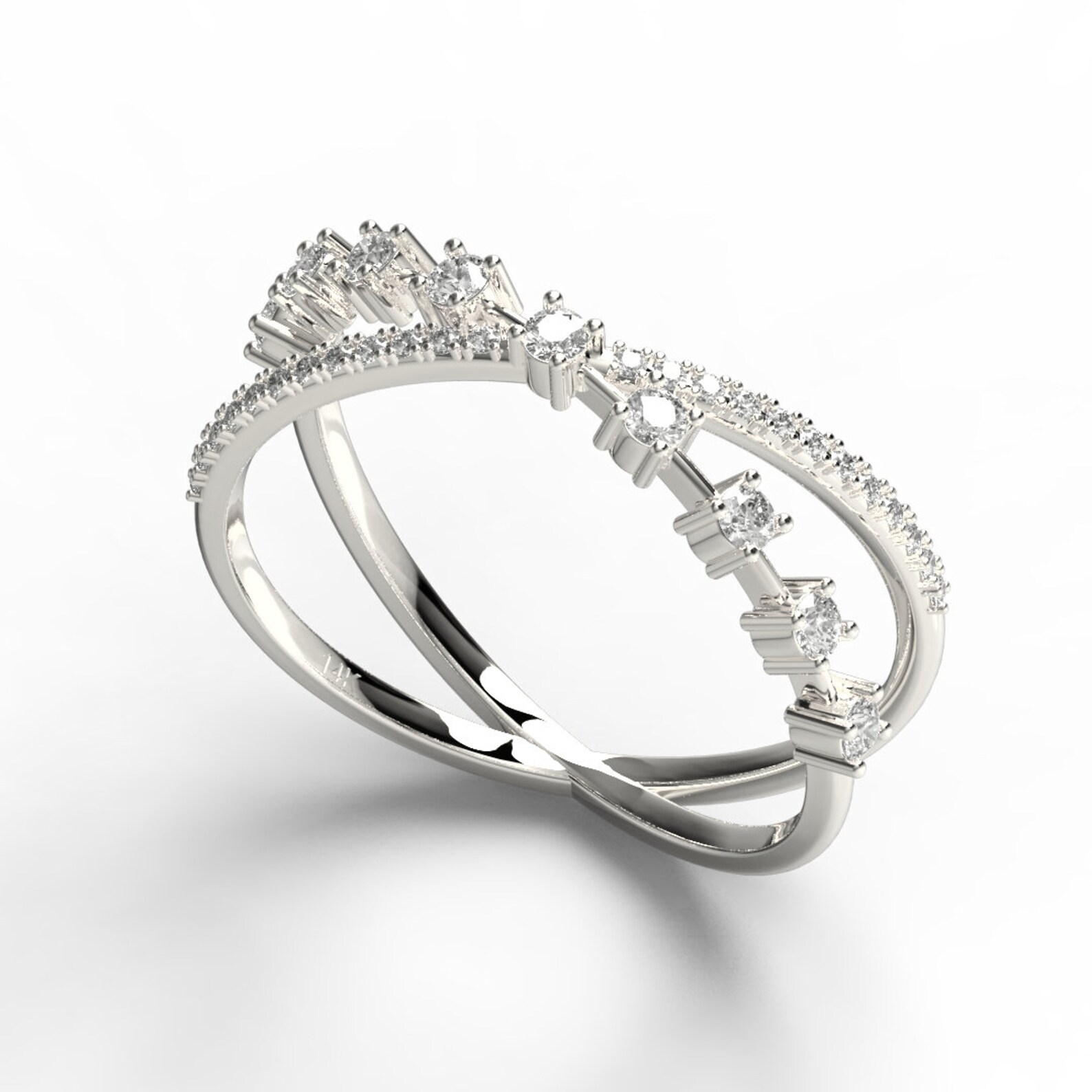 Diamond Stacking X Ring / 14k Gold Diamond X Ring / Diamond Etsy