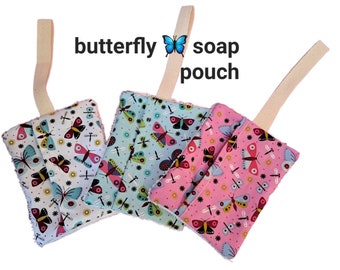 Butterfly soap savers,towelling mitt,reusable soap saver,zero waste soap mitt,soap refill pouch,eco Soap Pouch,cotton soap saver,towelling